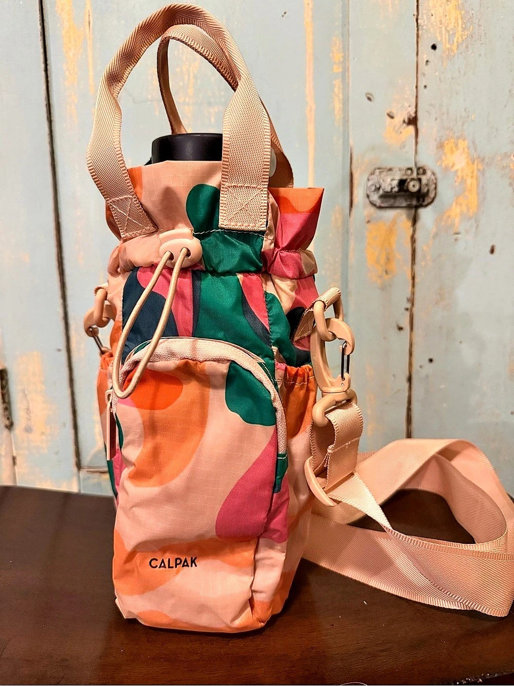 CALPAK Water Bottle Holder Crossbody Bag Pink, Orange & Green - NWOT